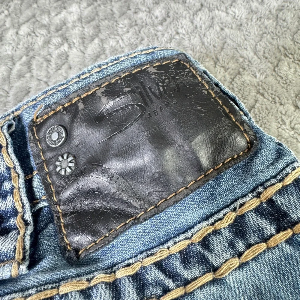 Silver Jeans Zac Relaxed Straight Leg Blue Distressed Denim Mens 34x30